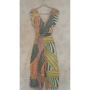 THML Womens Multicolor Ruffle Boho Cropped Wide Leg Jumpsuit Romper Size Medium